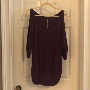 TART 3/4 Sleeve Cold Shoulder Top, Plum, L